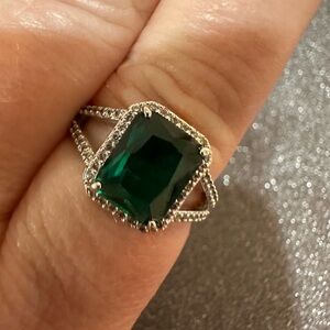 BP Bomb Party~size 9 Lab Emerald main stone, rhodium. RBP2156